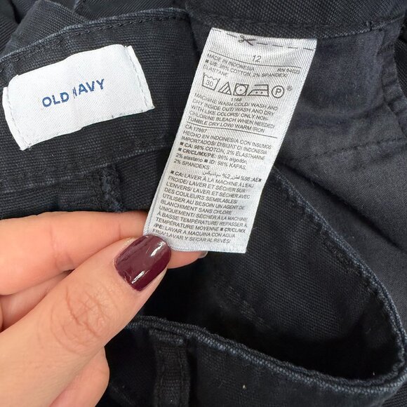 Old Navy high Waisted Black Crop Wide Leg Canvas Stretch Jeans - Picture 6 of 6